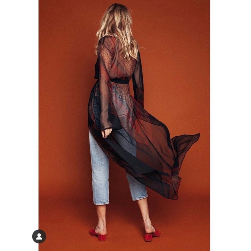 STONE COLD FOX SHEER SILK VIOLANTE DUSTER ROBE FOR LOVE LEMONS ZIMMERMANN BOHO - Picture 12 of 12